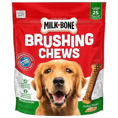 #ad Brushing Chews Daily Dental Dog Treats Large 33.7 oz. Bags 25 Bones per Bag $19.20