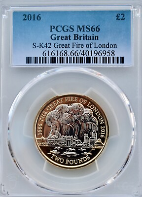 #ad 2016 £2 Two Pound Great Fire of London PCGS MS66 Britain GBP 64.00