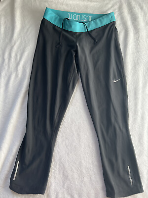 #ad Nike Dri Fit Crop Leggings Women’s Medium Just Do It Fold Over Waist Stretch $6.75