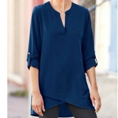 #ad NEW Soft Surroundings Timeless Tencel Top Tunic Heavenly Soft Coastal Navy Large $24.99