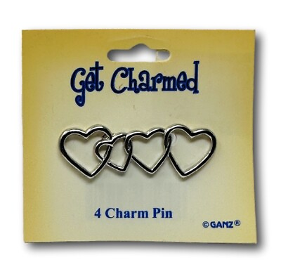 #ad Get Charmed 4 Heart Pin Charm By GANZ Silver Tone Metal Free Ship $9.99