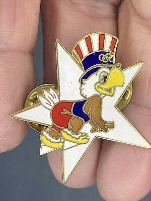 #ad USA Olympic Star Mascot Lapel Pin Vest Collectible EUC K528 $8.95