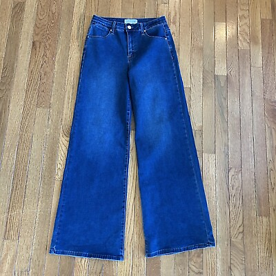 #ad Risen Jeans Mid Rise Wide Leg Womens Size 7 28 Blue Cotton Blend $29.99