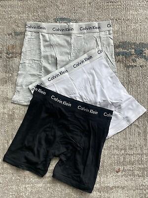 #ad Calvin Klein Cotton Stretch 3 Pack Men#x27;s Underwear Trunks Black White Grey $19.88