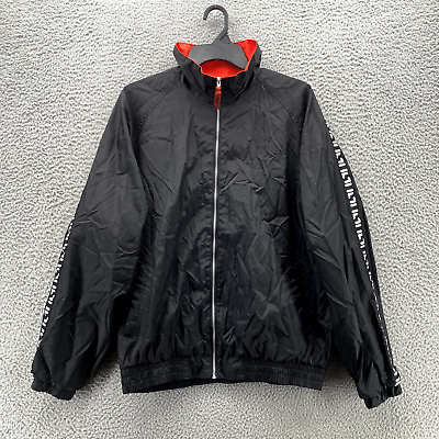#ad Vintage Fila Jacket Adult XL Black Windbreaker Retro Streetwear Lined Sporty Men $40.85