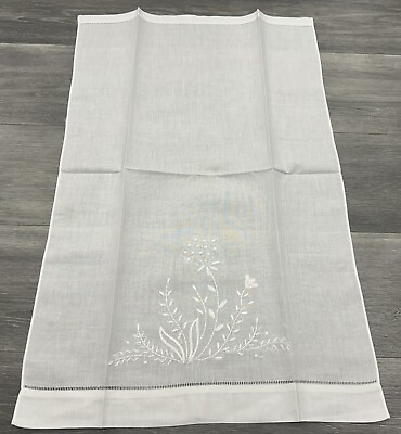 #ad White 14x22quot; Embroidery 6 Pieces Fine Linen Cotton Embroidered Lace Guest Towel $30.00