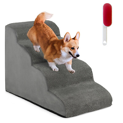 #ad 4 Tiers Foam Dog Ramps Steps Non Slip Dog Steps for Beds Or Couches with Brush $55.99