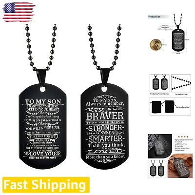 #ad Set of 2 Engraved Dog Tags for Son Military Inspired Stainless Steel Gift $25.99