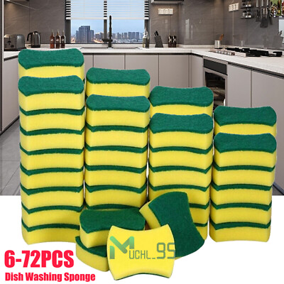 #ad 6 72PCS Multi Purpose Double Faced Sponge Scou Pads Dish Washing Scrub Sponge $33.99