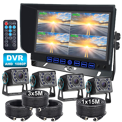 #ad 7quot; Quad Monitor Split Screen Video Recording4xAHD Rear View Camera For Caravan $199.89