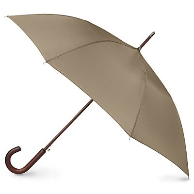 #ad Auto Open Wooden Stick Umbrella Beige British Tan One Size $41.39