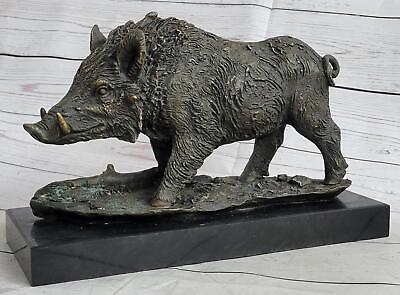 #ad #ad Wild Boar Hog Pig Hunting Wildlife Bronze Sculpture Statue Figure on Marble Base $199.50