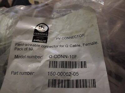 #ad Enphase Q CONN 10F Female Field Wireable Connector Black Pack of 20 New $83.00