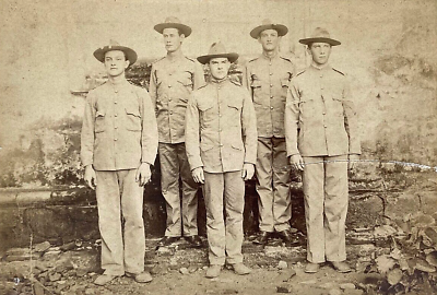 #ad RARE PHILIPPINE AMERICAN WAR U.S. MARINE CORPS SQUAD POSE in RUBBLE 1899 PHOTO $159.00