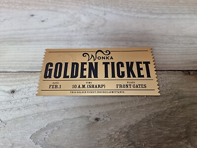 #ad Charlie And The Chocolate Factory Golden Ticket Glossy EmbossedPVC Prop Replica GBP 4.99