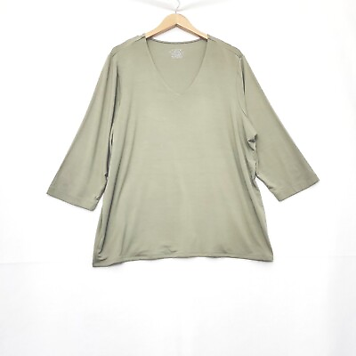 #ad Chicos The Ultimate Tee Tunic Top Olive Green Womens Sz 4 3 4 Sleeve XXL $17.45