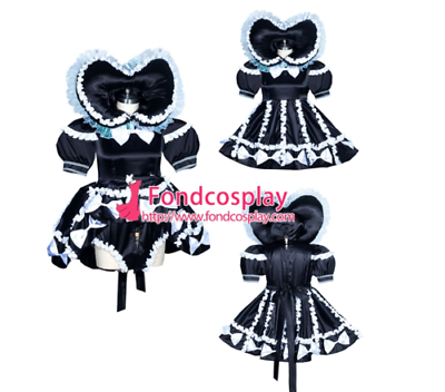 #ad Sissy maid Satin dress lockable Uniform cosplay costume $34.52