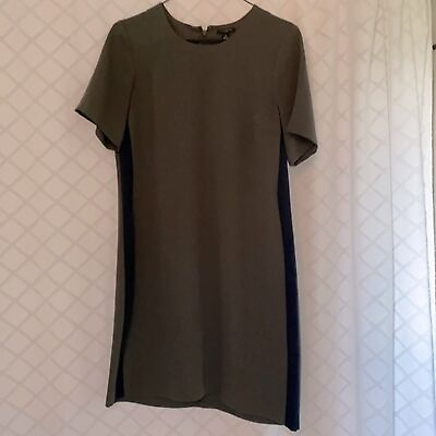 #ad Ann Taylor Petite Olive Green and Navy Color Block Business Casual Shift Dress $38.95