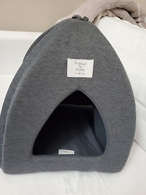 #ad Pet House Tent Kennel Cat Dog 16quot; × 14quot; × 14quot; Foam Grey $9.60
