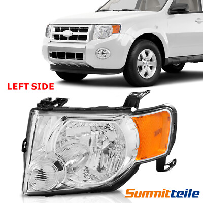 #ad 1PC Left Chrome Headlight Assembly w Amber Reflector For 2008 2012 Ford Escape $51.89