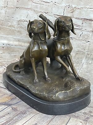 #ad Two Large Vizsla Dog Dogs Animal House Pet by Debut Bronze Marble Sculpture Gift $199.50