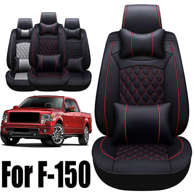 #ad PU Leather Car Seat Covers For Ford F 150 Crew Cab 2009 2021 Waterproof Full Set $60.99