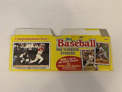#ad 1986 Topps Baseball Yearbook Stickers Wax Box Bottom Panel Pete Rose EX MT $25.00