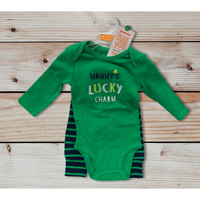 #ad Carter#x27;s 3 Month Just One You Baby Set Green Mommy#x27;s Lucky Charm 1 Piece Pants $10.99