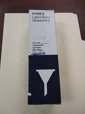 #ad Pyrex Laboratory Glassware 3022 New Graduated Cylinder Hex 25mL Base $18.90