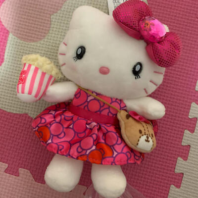 #ad USJ Hello Kitty Plush Ball Chain 6.6” Popcorn Lamé Pink Ribbon $29.98