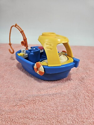 #ad Fisher Price Little People Floaty Boat Blue amp; Yellow Ship Vintage Toy SEE PICS $12.00