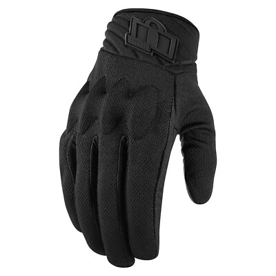 #ad Icon Womens Anthem 2 Stealth Black Textile Gloves for Street Motorcycle $40.00
