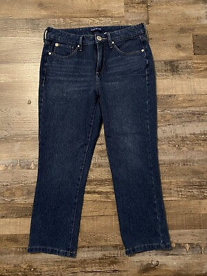 #ad Bandolino Selene Capri Jeans Women’s Sz 8 Blue Denim Straight Leg Dark Wash EUC $16.00