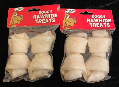 #ad DOGGY RAWHIDE TREAT 2 PACKS 4 4quot; RAWHIDE BONES $8.99