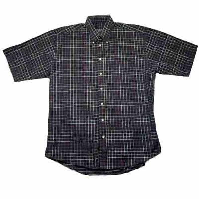 #ad Burberry London Button Down Short Sleeve Plaid Grid Shirt Men’s Size Large $39.99