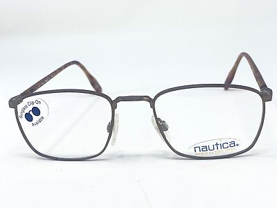#ad New NAUTICA J38 Thin Brown Square French Unisex Eyeglasses Frame 50 20 145 $40.00