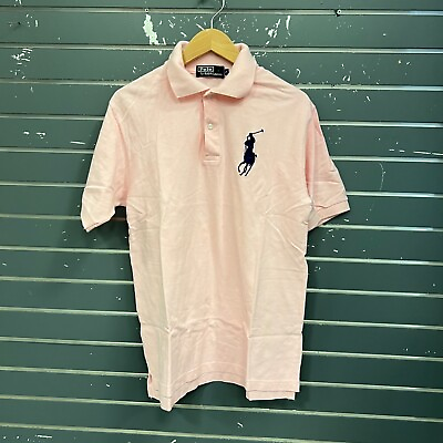 #ad Vtg Polo By Ralph Lauren Polo Shirt Big Pony Short Sleeve Pink Mens Sz L $10.00