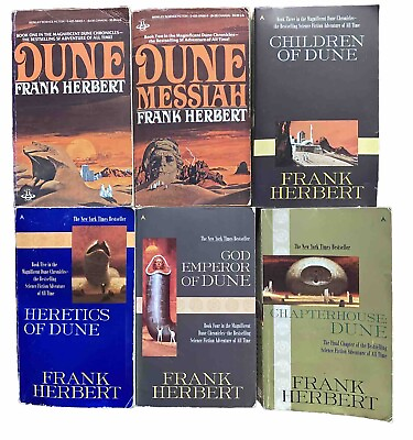 #ad Frank Herbert DUNE Complete Series Set Lot of 6 #1 6 Vintage Paperback Books $79.00