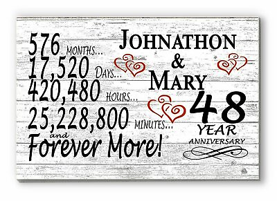 #ad 48 Year Anniversary Gift Sign Personalized 48th Wedding Anniversary Present $47.99
