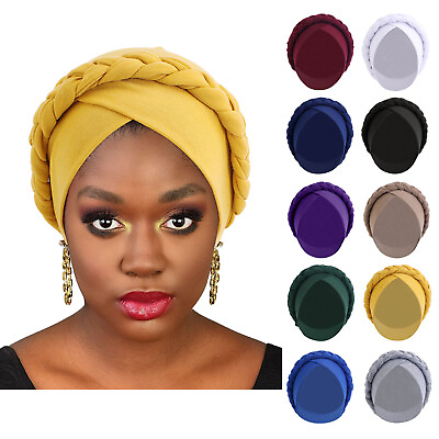 #ad Women#x27;s Ethnic Bohemia Twisted Hair Cover Wrap Hat African Pre Tied Turban Hat $7.44