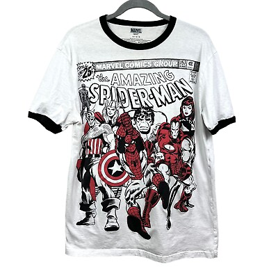 #ad The Amazing Spider Man T Shirt Group Cover Hulk Thor Iron Marvel Man Men L $15.16