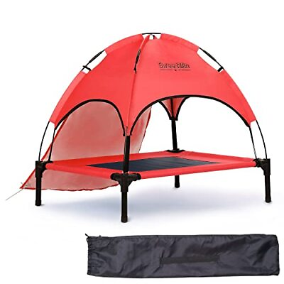 #ad ELEVATED DOG BED with Canopy Side Shade Cooling Red 30quot;x24quot;x28quot; SWEETBIN $61.39