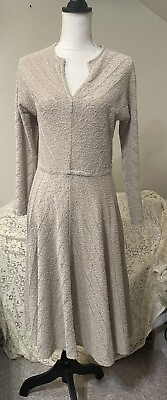 #ad Women’s Knit Dress Sand Beige Tan Solid Color With Diagonal Knit Pattern Medium $15.00