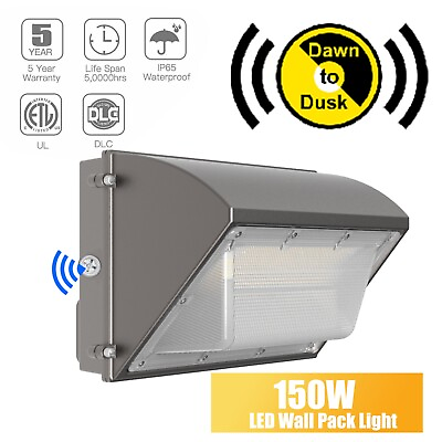 #ad 150W LED Wall Pack with Dusk to dawn 5500K White Outdoor Home Security Light $87.99