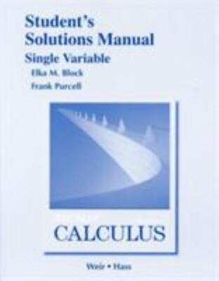 #ad Student Solutions Manual Single Variable for Thomas#x27; Calculus by Thomas Jr. $27.99