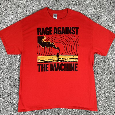 #ad Rage Against the Machine Shirt Men’s XL Red Smoke Signal T Shirt Band Tee Metal $24.88