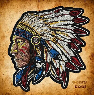 #ad New Indian Chief Head Dress Large Embroidered Motorcycle Biker Iron On Patch $8.95