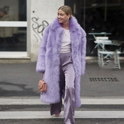 #ad Thickened Imitation Fur Lapel Collar Womens Occident Coat Jackets Long Overcoat $87.21