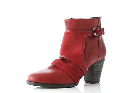 #ad Plomo Oliviera Red Leather Ankle Booties Made in Spain Size 36 EU 4863 $102.00