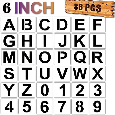 #ad Manbl 36 Pcs Alphabet Letter Stencils for Painting on Wood 6 inch Reusable P $14.16